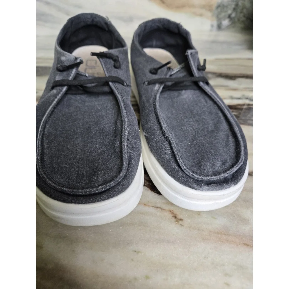 Hey Dude Wendy Chambray Grey Casual Slip On shoes Boat‎ Size 9